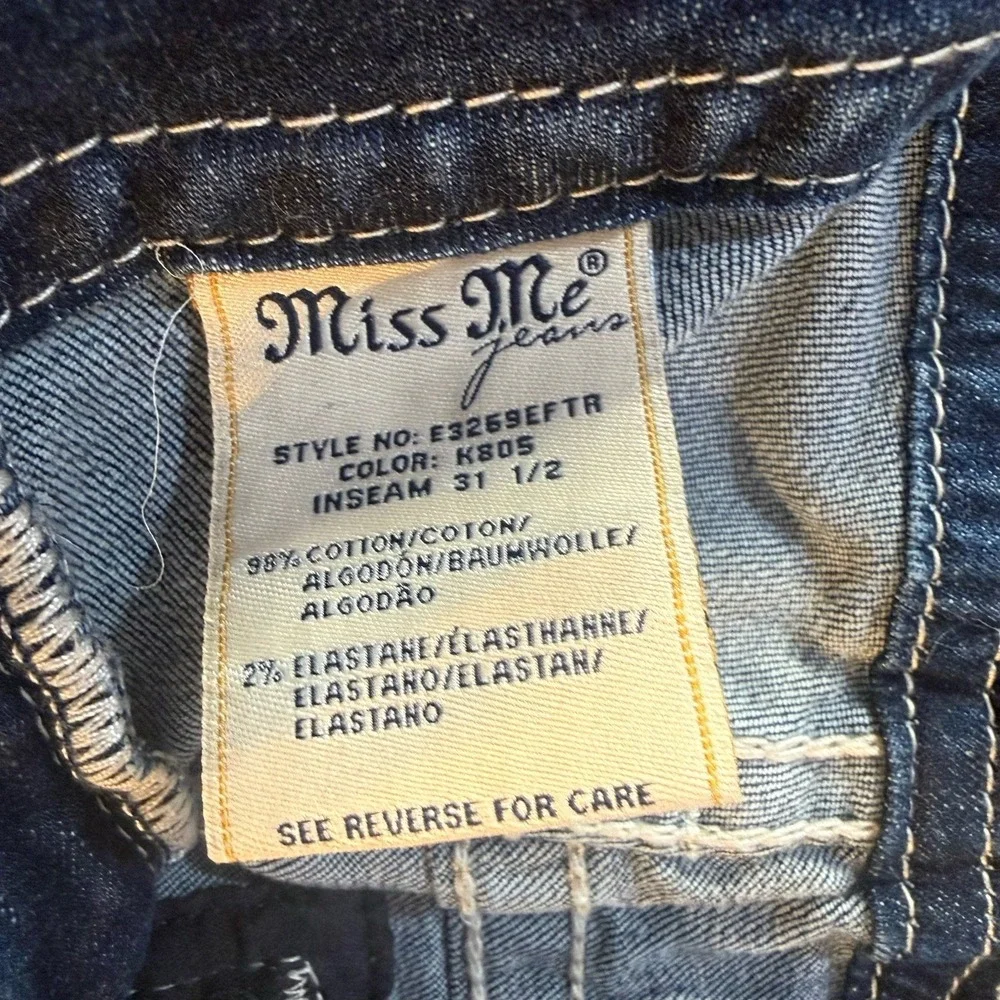 Miss Me Womens 32 Bootcut Jeans Sequin Embellished Stretch Medium Wash